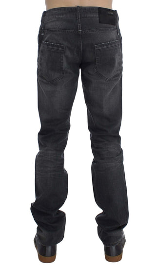 Graue Baumwoll-Jeans mit niedriger Leibhöhe, Regular Fit