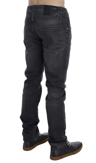 Graue Baumwoll-Jeans mit niedriger Leibhöhe, Regular Fit