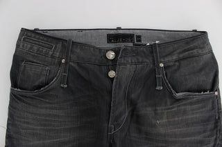 Graue Baumwoll-Jeans mit niedriger Leibhöhe, Regular Fit
