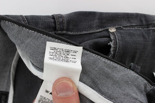 Graue Baumwoll-Jeans mit niedriger Leibhöhe, Regular Fit