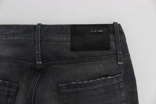 Graue Baumwoll-Jeans mit niedriger Leibhöhe, Regular Fit