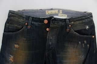 Jeans de algodón azul de corte recto regular