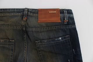 Jeans de algodón azul de corte recto regular