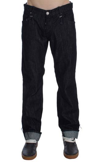 Jeans de algodón azul de corte recto regular