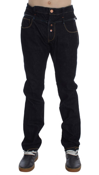 Jeans de algodón azul de corte recto regular