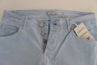 Jeans de algodón azul de corte bajo