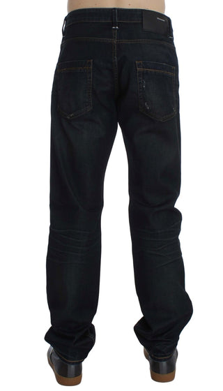 Jeans de algodón denim azul de corte recto
