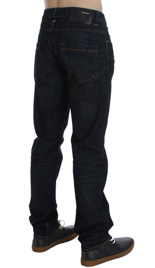 Jeans de algodón denim azul de corte recto