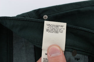 Grüne Baumwoll-Denim-Stretch-Jeans mit geradem Schnitt