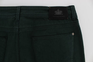 Grüne Baumwoll-Denim-Stretch-Jeans mit geradem Schnitt