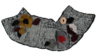 Silberner Pailletten-Blumen-Wieselpelz-Schulterwickel-Schal