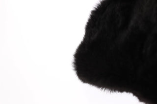 Black Weasel Fur Crochet Hood Scarf Hat