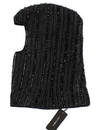 Gorro bufanda de lentejuelas de punto negro
