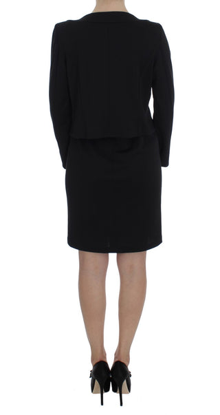 Conjunto de vestido y suéter negro de corte ajustado