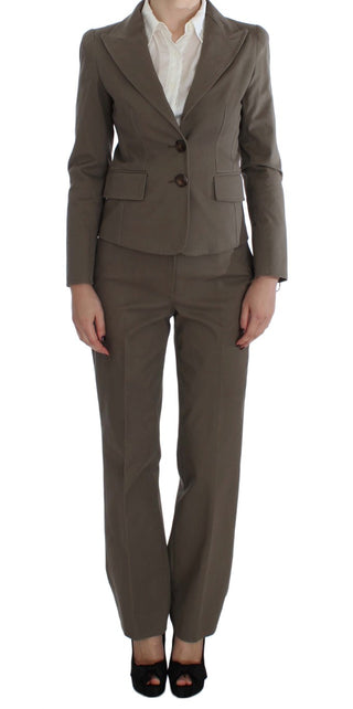 Traje de lana y algodón beige