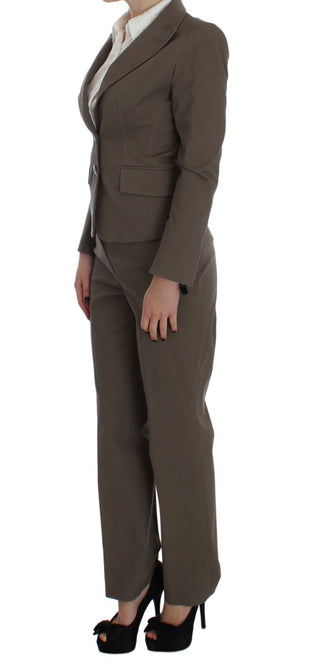 Traje de lana y algodón beige