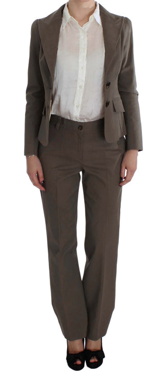 Traje de lana y algodón beige