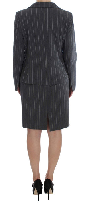 Conjunto de vestido de corte ajustado gris y blazer
