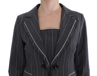 Conjunto de vestido de corte ajustado gris y blazer