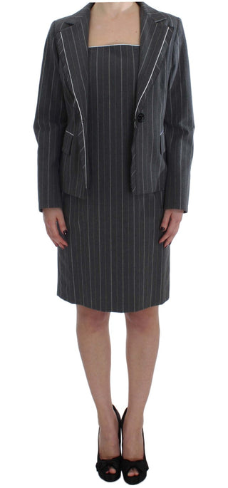 Conjunto de vestido de corte ajustado gris y blazer
