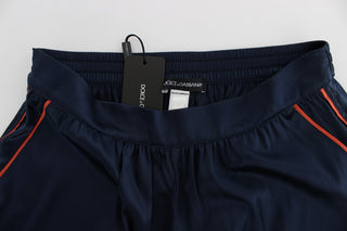 Pantalones cortos de pijama de seda elástica azul