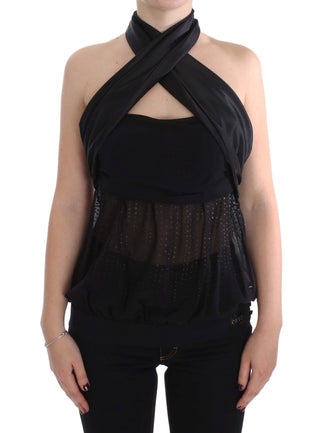 Schwarze Wickelbluse