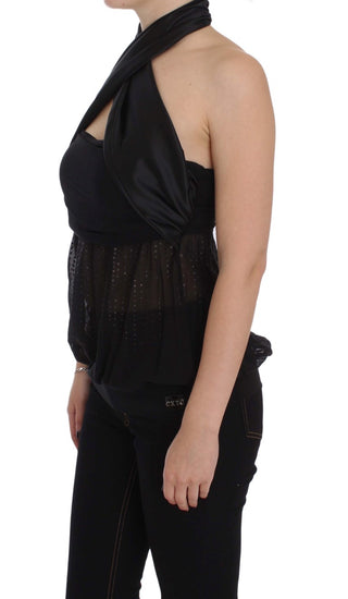 Schwarze Wickelbluse