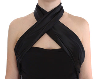 Schwarze Wickelbluse