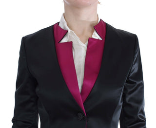 Conjunto de falda y blazer de dos piezas negro y rosa