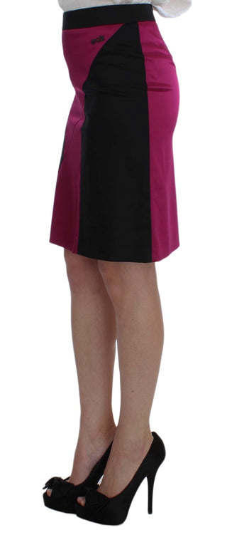 Conjunto de falda y blazer de dos piezas negro y rosa