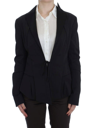 Schwarzer elastischer einreihiger Blazer