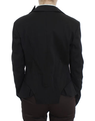 Schwarzer elastischer einreihiger Blazer
