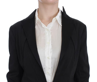 Schwarzer elastischer einreihiger Blazer