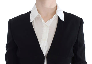 Schwarzer, zweiteiliger Anzug mit Rock und Blazer