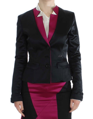 Schwarz-pinkfarbener Stretch-Blazer