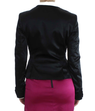 Schwarz-pinkfarbener Stretch-Blazer