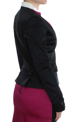 Schwarz-pinkfarbener Stretch-Blazer