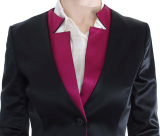 Schwarz-pinkfarbener Stretch-Blazer