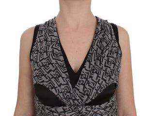 Grau-schwarze Seidenbluse