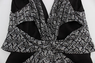 Grau-schwarze Seidenbluse
