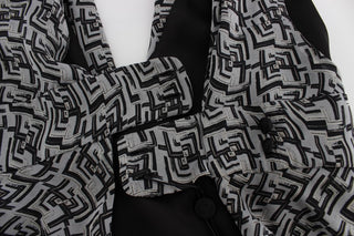 Grau-schwarze Seidenbluse