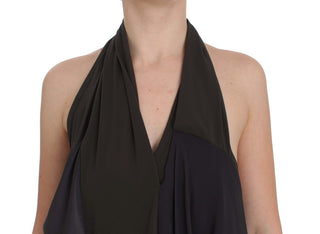 Top de blusa elástica gris y azul