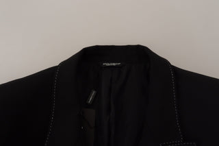 Schwarzer zweireihiger Mantel Blazer Jacke