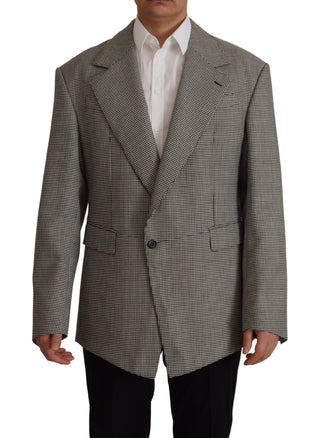 Blazer gris a cuadros de un solo botón