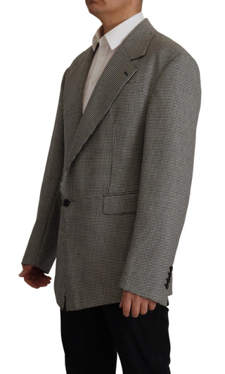 Blazer gris a cuadros de un solo botón