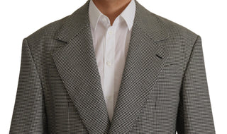 Blazer gris a cuadros de un solo botón