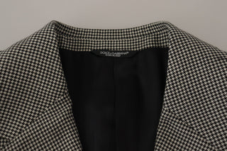Blazer gris a cuadros de un solo botón
