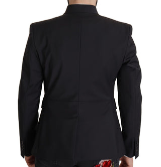 Herren Blazer Schwarz Wolle Einreihiger Mantel