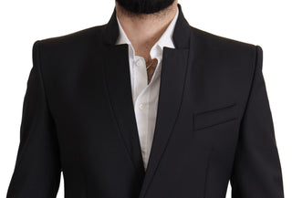 Herren Blazer Schwarz Wolle Einreihiger Mantel
