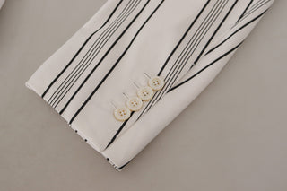 White Stripes Cotton Single Breasted Blazer